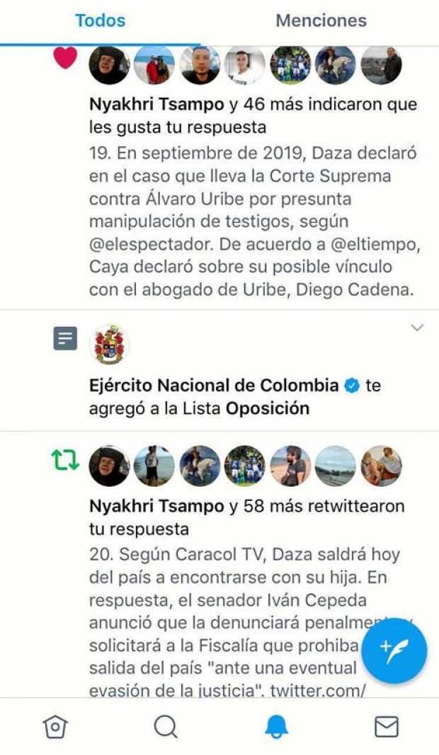 El Ejército salió a ofrecer disculpas por la creación de este listado en el que incluyeron 33 cuentas.