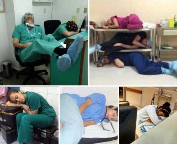 El agotamiento los médicos por las largas jornadas en los hospitales italianos. 