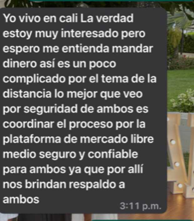 Pantallazo aportado por la denunciante