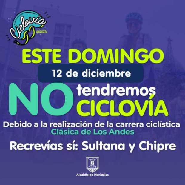 Este domingo no hay ciclovía en la Avenida Santander