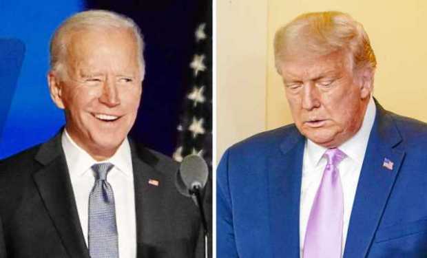 El presidente electo de EE.UU., Joe Biden, y el presidente saliente, Donald Trump.