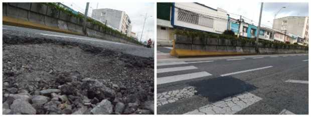 Así estuvo el cruce peatonal de la Avenida Santander con calle 69. El hueco medía al menos medio metro de ancho y 10 centímetros