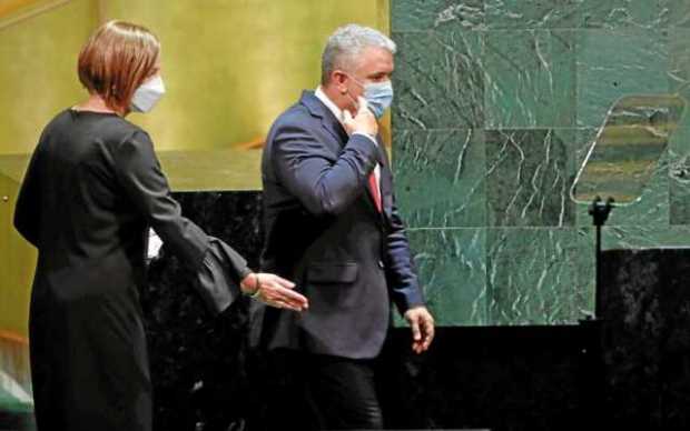 Foto | EFE | LA PATRIA   El presidente de Colombia, Iván Duque, durante su intervención en la sesión 76 de la Asamblea General d