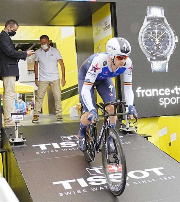 El ciclista belga Yves Lampaert del equipo Quick-Step Alpha Vinyl en el inicio de la primera etapa del Tour de Francia 2022. 