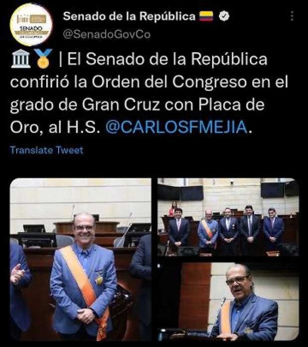 El homenaje al senador Mejía