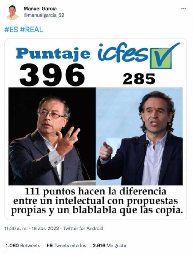 Comparación Icfes Fico y Petro