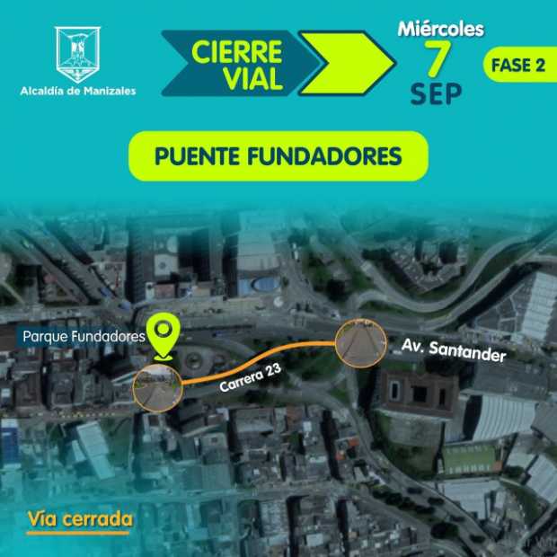 Este miércoles habrá cierre en el puente Fundadores, en la carrera 23