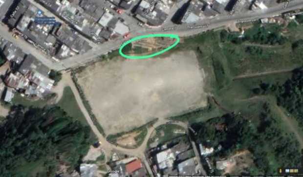 Vista aérea del sitio donde se construirá la cancha