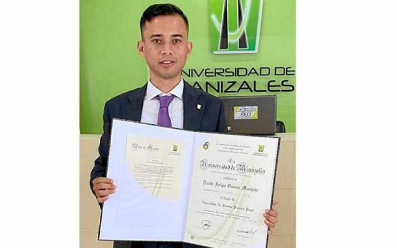 David Felipe Osorio Machetá obtuvo el título de Especialista en Derecho Procesal Penal, de la Universidad de Manizales. Sus padr