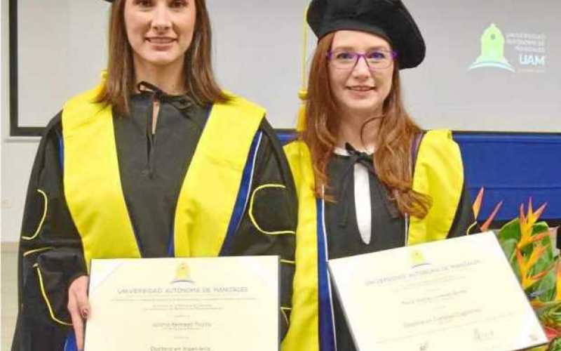 La Universidad Autónoma de Manizales graduó a Juliana Restrepo Trujillo del doctorado en Ingeniería y a Paula Andrea Jiménez, de